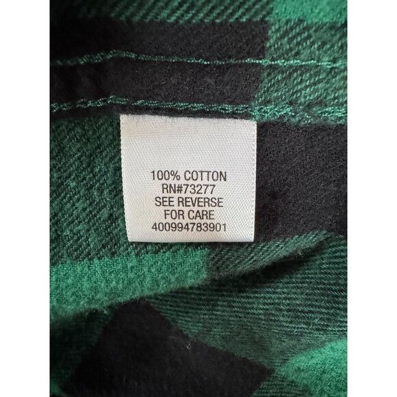 Mens Croft & Barrow Green & Black Buffalo Plaid Flannel Shirt M 100% Cotton Butt - Picture 6 of 16